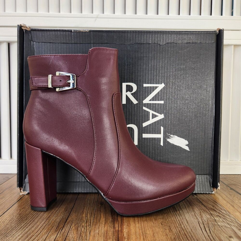 Naturalizer Braxton Boots Womens Size 7.5 M Wine Dark Red Platform Ankle Booties